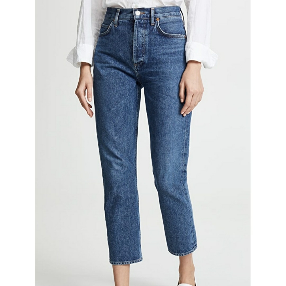 NWT AGOLDE Riley High Rise Straight Crop Jeans Size 31